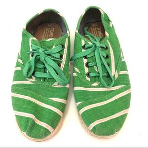 TOMS Green Canvas Cordones Lace Up Espadrilles S 8